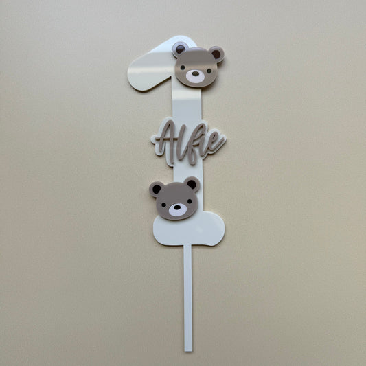 Bear + Name + Age Cake Topper