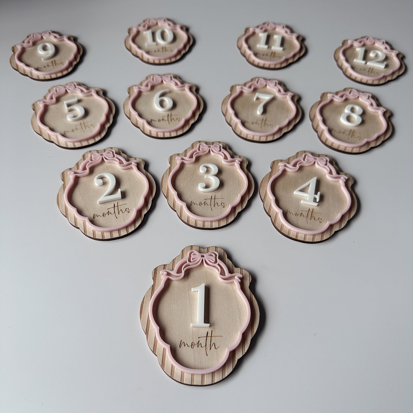 Bow Milestone Plaques - Monthly Wooden Set