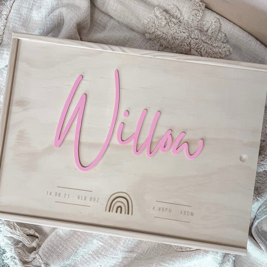 Acrylic Lettering Boho Keepsake Box