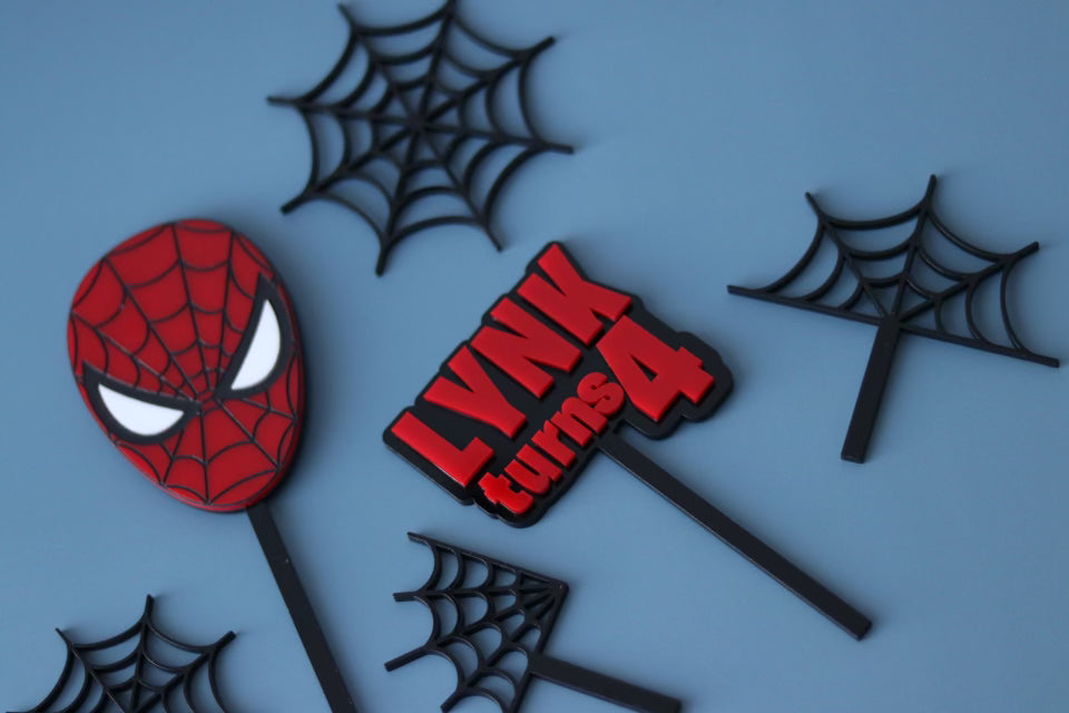 Spiderman Web Cake Topper Set