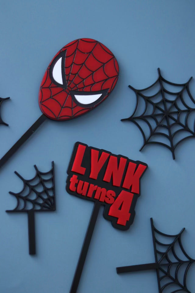 Spiderman Web Cake Topper Set